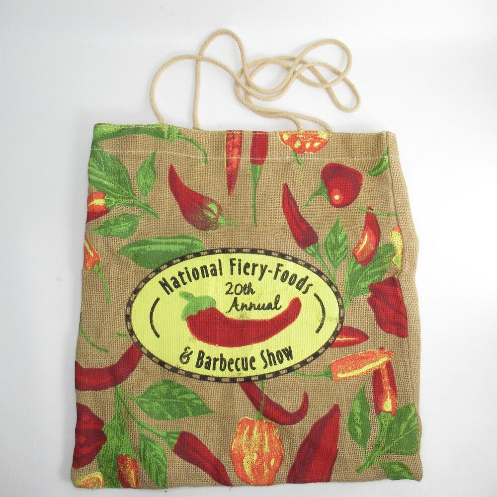 Basket N Bags Jute Tote Handbag Women M Silkcreen Natl Fiery Foods Hot Peppers